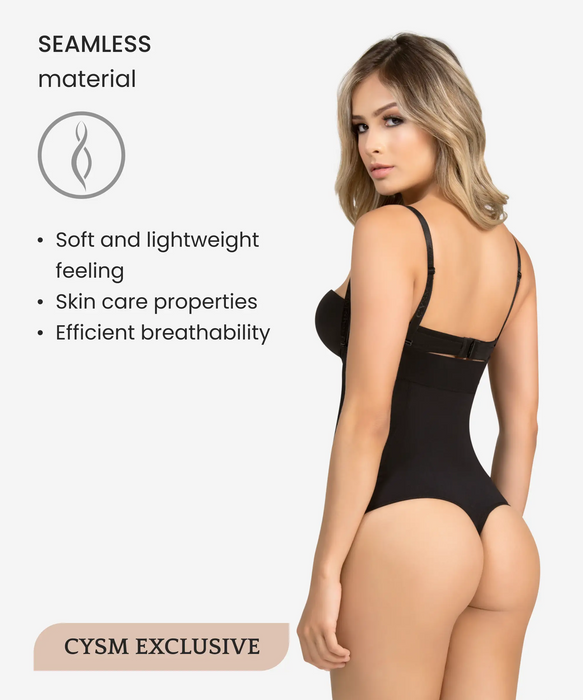 High-waist tummy control shaper in thong - Style 1596-CYSM Shapers- Seamless.